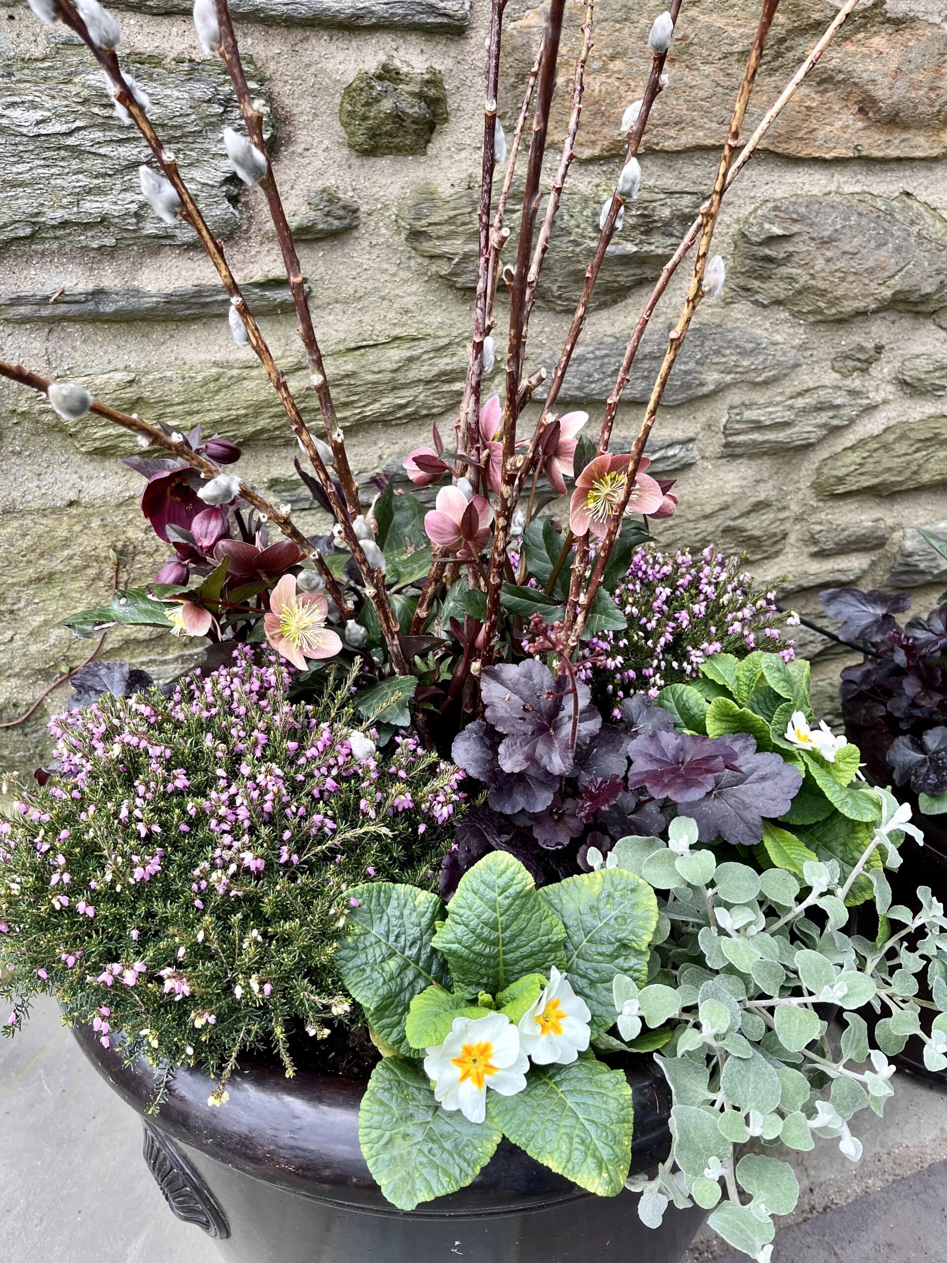 Colorful flower arrangement in a decorative pot
