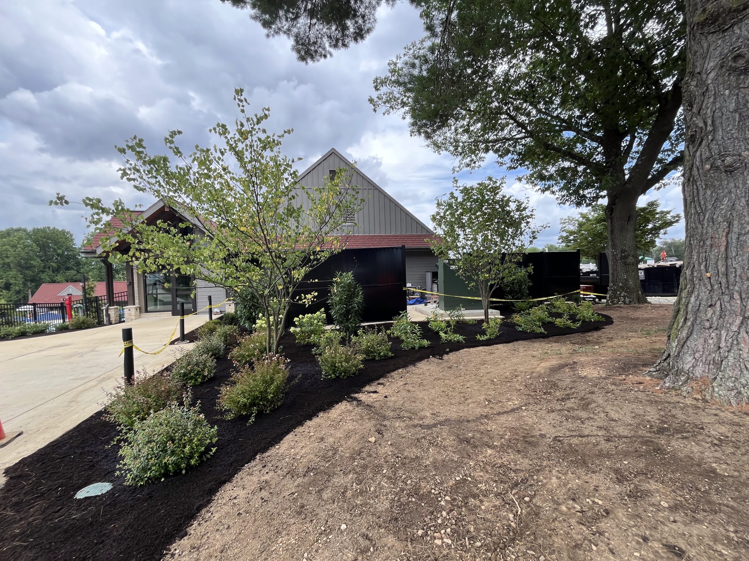 Modern building with trees and landscaping