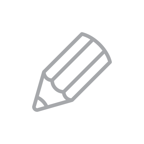 Simple line drawing of a pencil icon.