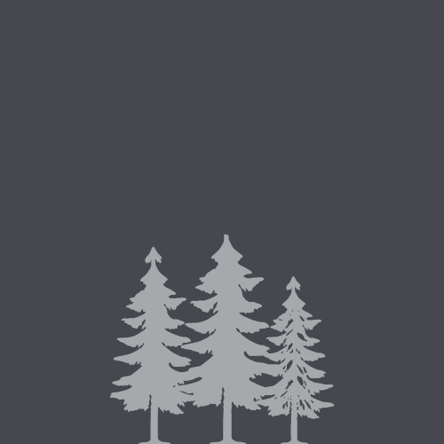 Silhouettes of three pine trees against a dark background, creating a simple, serene, and minimalist design with no visible landmarks or buildings.