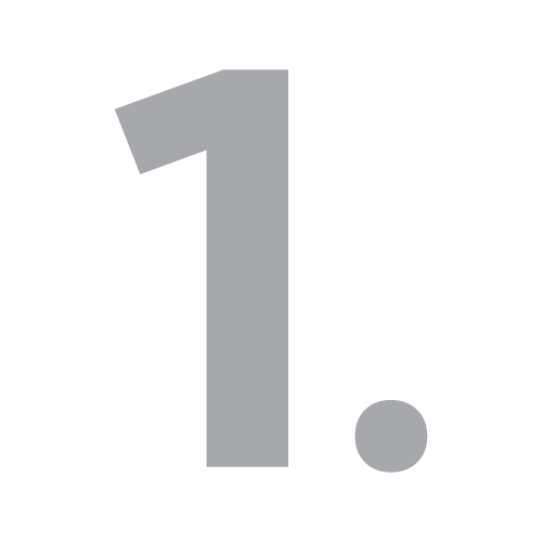 Gray number one on transparent background.